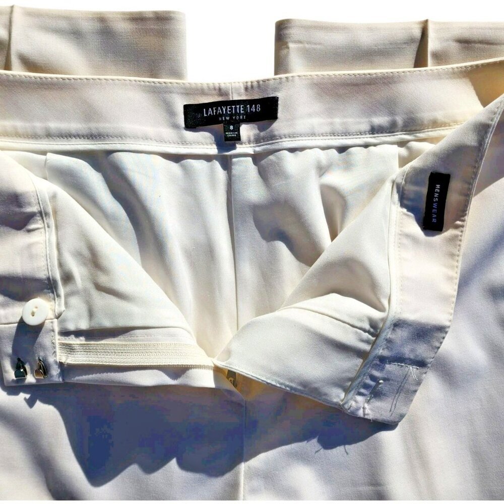 Lafayette 148 Pants 8 | White Wide Leg | 34" Inseam | Tailored Trousers